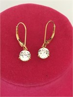 14kt Gold and CZ Pierced Earrings