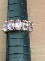 Sterling Silver and Purple Gemstone Ring Size 5