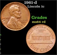 1961-d Lincoln Cent 1c Grades Choice Unc RD