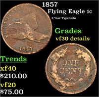 1857 Flying Eagle Cent 1c Grades VF Details