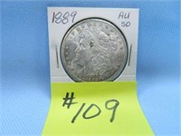 1889 Morgan Silver Dollar, AU-50