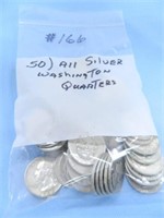 (50) All Silver Washington Quarters