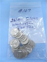 (26) All Silver Washington Quarters
