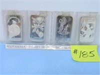(4) 1 oz. .999 Fine Silver Bars, 1975 Independence