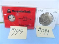 1976 UNC Ike Dollar & 2000 Marquette Bank