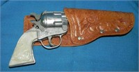 Vtg Roy Rogers Revolver Cap Gun, Leather Holster
