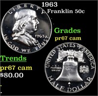 Proof 1963 Franklin Half Dollar 50c Grades GEM++ P