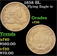 1858 SL Flying Eagle Cent 1c Grades vf++