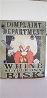 Complaint Department Metal Sign