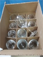 Box of 11 clear glass wine stems by Libby