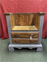Painted and pine seat. Converted from chest