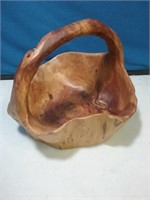 Very interesting carved wooden handle basket