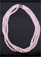 33.5ct pink jade multistrand necklace
