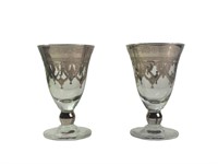 2-- 4 1/2" Goblets SilverLuster Murano Glass Italy