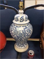 White and blue ginger jar lamp
