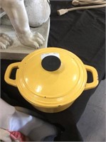 Yellow Martha Stewart cast iron pot with lid