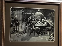 Framed 1887 Remington Woodblock Print