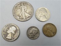 Set of 1941 US Coins Includes Half, Quarter,