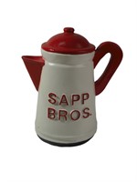 Vintage Metal Sapp Brothers Coffee Pot Coin Bank