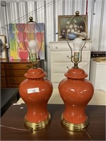 Pair of Burnt Orange Table Lamps