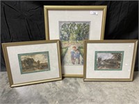 Framed Print & Pair of Countryside Scenes