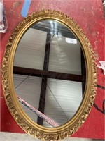 Oval Framed Mirror - Gold Toned