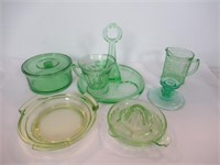 Vintage Green Uranium Center Handle (4) Glass