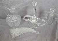 (4) Vintage Clear Uranium Glass Pieces. Includes: