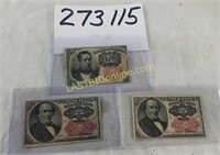 1874 issue Red Seal Fractional Currency Set