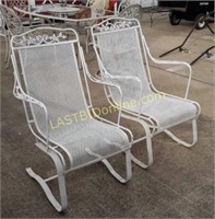 Pair of White Metal Patio Rocking Chairs