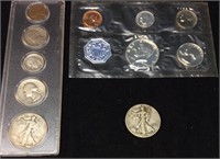 1947 U.S. COIN MINT SET, 1964 PROOF SET & 1943