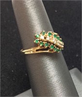 14kt Gold Emerald & Diamond Ring, 2.3g, Size 5