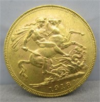 1918 Gold Sovereign - 7.98 Grams.