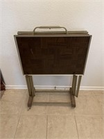 Vintage Set - TV Tables - Metal with Rolling Rack