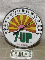 Vintage 7up advertising thermometer glass lens