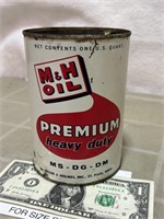 Vintage M&H motor oil St Paul Minnesota tin