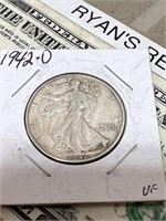 1942 D Walking Liberty silver half dollar US coin