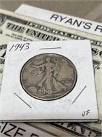 1943 Walking Liberty silver half dollar US coin