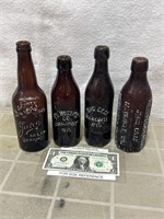 Early Embossed Beer advertising bottle lot some