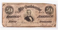 Coin 1864 $50 Confederate Note