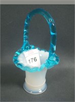 Fenton Aqua Crest # 37 Miniature Crimped Basket