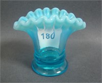 Fenton Blue Opal # 37 Crimped Fan vase Toothpick