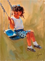 Art Original Oil ‘At the Playground’ Harold L Lyon