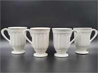 Lenox (4) White Porcelain Pedestal Mugs 7/7