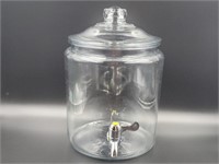 Clear Glass Jar Drink Dispenser w/ Spout & Lid