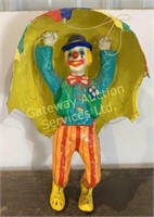 Paper mache clown with parachute