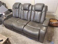 Ashley Turbulence grey Leather Sofa  2 recliners