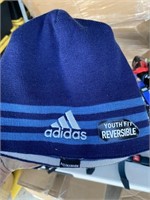 adidas blue beanie youth reversible
