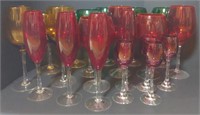 Colored glass drinking glasses. Tallest Measures