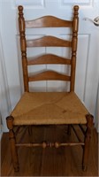 Vtg French Country Ladder Back Rush Seat Dining